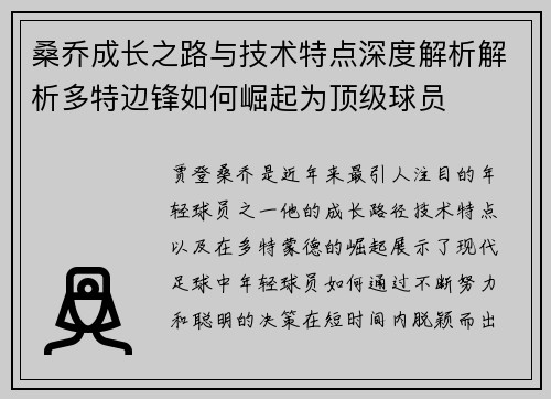 桑乔成长之路与技术特点深度解析解析多特边锋如何崛起为顶级球员
